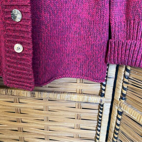 J. Jill Women's marled Cardigan Sweater unique buttons medium cozy cotton wine - Picture 6 of 8